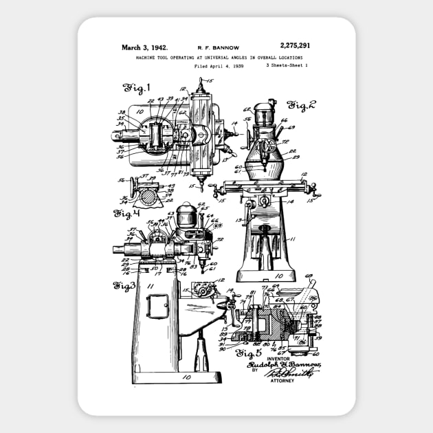 Bridgeport Milling Machine Patent 1942 Sticker by Anodyle